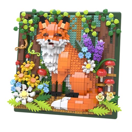 BeepZipp Forest Fox 3D Wall Art Micro Mini Building Blocks Set, 1539 PCS Animal Model Kit for Home Office Wall Decor or Tabletop Display, Unique Birthday Gift for Adults Teens Girls Boys Ages 14+