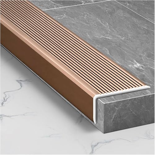 AVLLSO Junta transicion parquet Banda de rodadura de tracción para bordes de escaleras para pasos, Ajuste de aluminio del protector del borde del alféizar, 1,77 pulgadas de ancho, 0,9 pulgadas de alto
