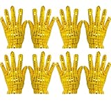 CRIZAN Sequin Glove Set, 4 Pairs, Kids, Adults, Holiday Party Dance Decoration (Gold)