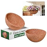 Halatool 2 Pack 16 Inch Hanging Basket Liners Round Coconut Liners for Planters 100% Natural Coco Coir Liner for Flowers Vegetables Herbs