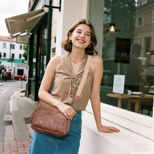 Image of BELTANA Crossbody Bags for Women Trendy Vegan Leather Hobo Purses Medium Butterfly Cross Body Purse with Wide Strap | Adjustable Strap