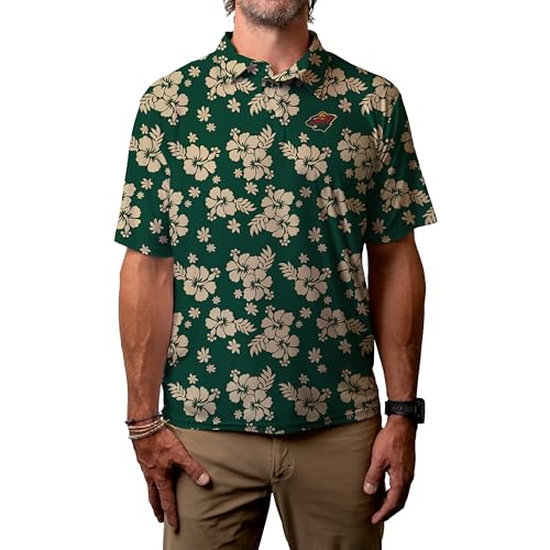 Polo de manga corta de la NHL Blue 84 con acabado floral y colores de equipo originales para hombre L