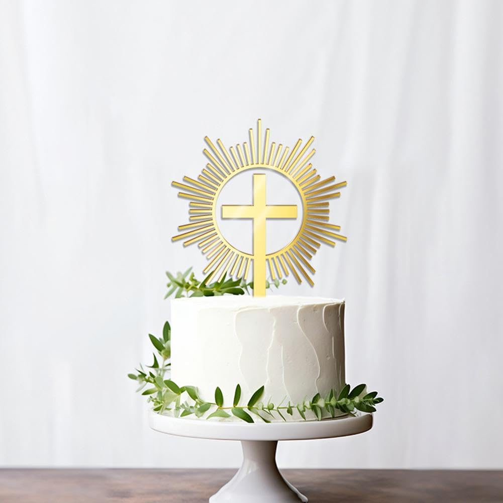 Decorazione per torta a forma di croce in acrilico, decorazione per torte, battesimo, battesimo, spirito santo, decorazione per torte per baby shower, feste di compleanno, decorazioni cristiane (C