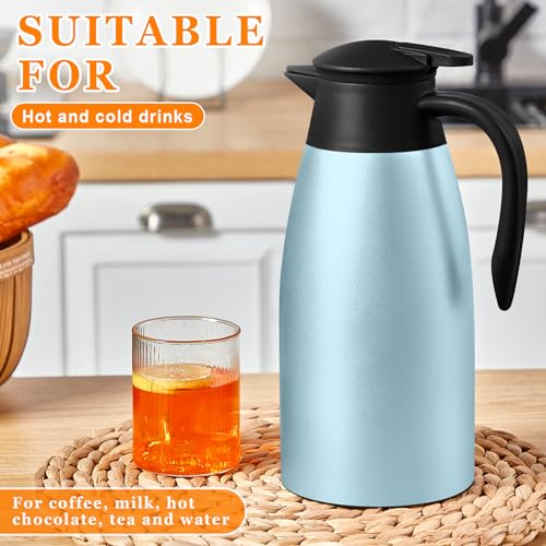 Image of Norme 2 Pcs Thermal Coffee Carafe Insulated Stainless Steel Coffee Carafe for Hot Liquid Vacuum Thermal Pot Creamer Pitcher Dispenser with Brushes Keeping Hot Water Milk(Pink, Blue)
