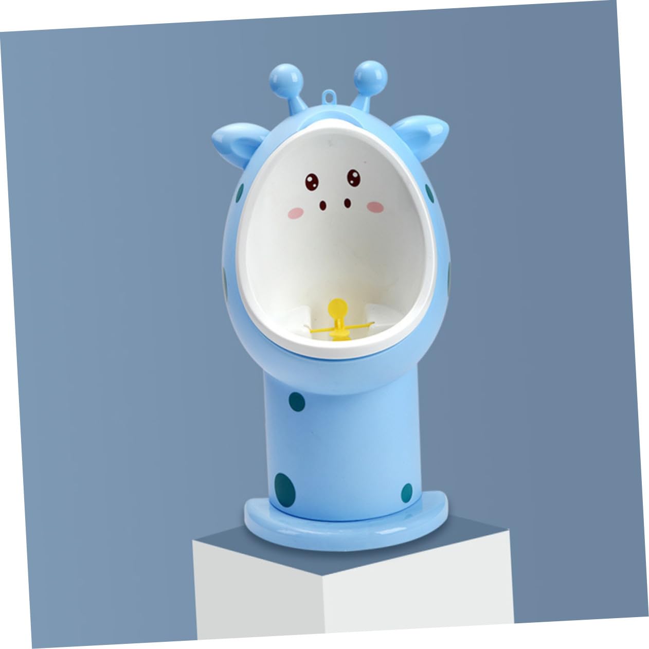 Generic Urinal for Boys Portable Training Potty with Cartoon Design PP Material Height Hook Anti-Splash and Clean Split Cover in Sky Blue