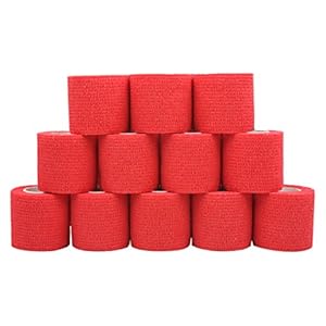 COMOmed Cohesive Bandages Elastic Bandage Ankle Non-Woven 5cm x 4.5m 12 Rolls Red…