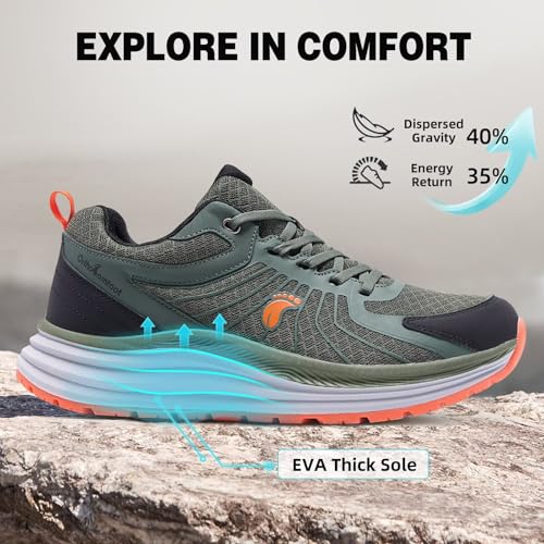 Image of OrthoComfoot Men's Orthopedic Waterproof Trail Running Shoes - Arch Support for Plantar Fasciitis, Orthotic Comfort, Flat Feet, Hiking Sport Gym Sneakers, Foot & Heel Pain Relief