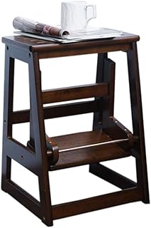 ROLTIN Folding Stepladder Wood,Folding Ladder Multi-Function Step Ladder Single-Sided Thick Solid Wood, Height