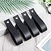 Qulkws 4 Pcs Leather Sign Straps Faux Leather Straps for Hanging Signs Strap Hanger Leathers Curtain Rod Holder for Event Display Seating Chart Ceremony Frame Engagement Wedding Welcome(Black)