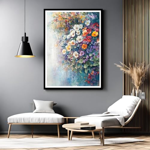 Pintura al Óleo de Lienzo DIY de 80x100cm con Pinceles Paint by Numbers Adult Fiore 2