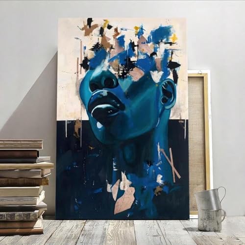 Toile texturée bleu et noir pour sublimer la décoration murale salon