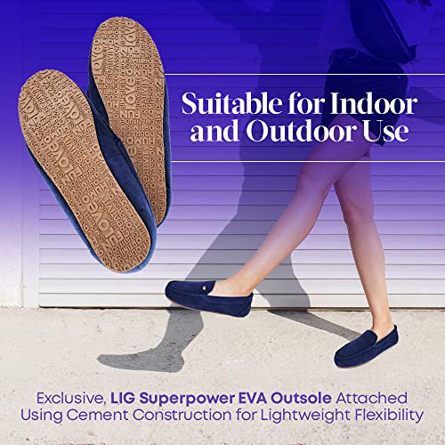 Life is Good Women's Slippers, 302795W - Suede Close Back Indoor/Outdoor Venetian Moccasin Slip-Ons Slipper with Faux Fur or Plaid Lining Cushioned Footbed & EVA Outsoles 7