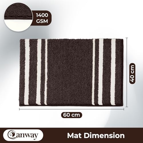Image of CANWAY 1500 GSM |Pack of 2 | 60x40 cm| Microfiber Anti-Skid Bathroom Door Mat | Ultra Soft Plush & Super Absorbent | Quick-Dry, Washable Floor Rug for Bathroom & Door |Coffee