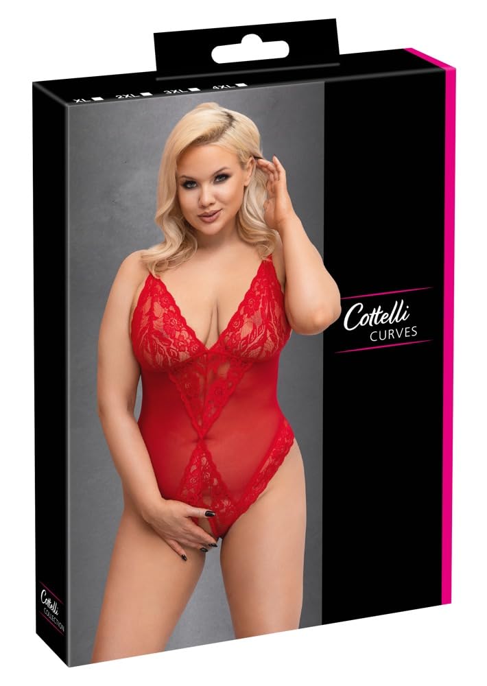 Cottelli Collection Cottelli Curves Red Body Plus Size - Red - 4XL