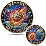 Asteroid Impact Challenge Coin, Edge of Extinction Earth Keepsake Coin with Acrylic Case, 3D Zinc Alloy Sci-Fi Desk Decor Gift for Astronomy Lovers, Science Geeks, Space Fans, 1.57 Inches