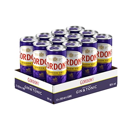 Gordon's London Dry Gin & Tonic, Erfrischendes Wacholder-Mixgetränk mit 10 Prozent Alkohol, 12 Dosen x 250 ml (EINWEG Verpackung), Trinkfertiges Getränk für unterwegs & gesellige Anlässe