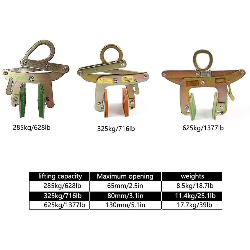 DNGXAOYA Vertical Stone Clamps,Rubber Jaws, Made of Alloy Steel, Does Not Hurt The Stone, 625kg/1377lb Stone Lifting Clamp,Used for Stone Lifting and Transportation(625kg/1377lb)
