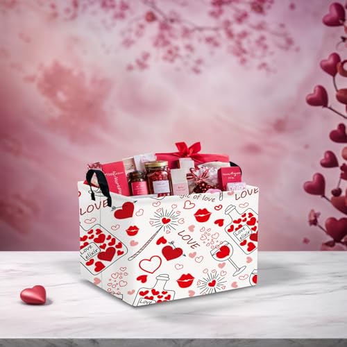 Image of Cute Heart Valentine's Day Basket Gifts Empty Storage Basket for Kid and Baby Room Decor (Red Love Bottle)