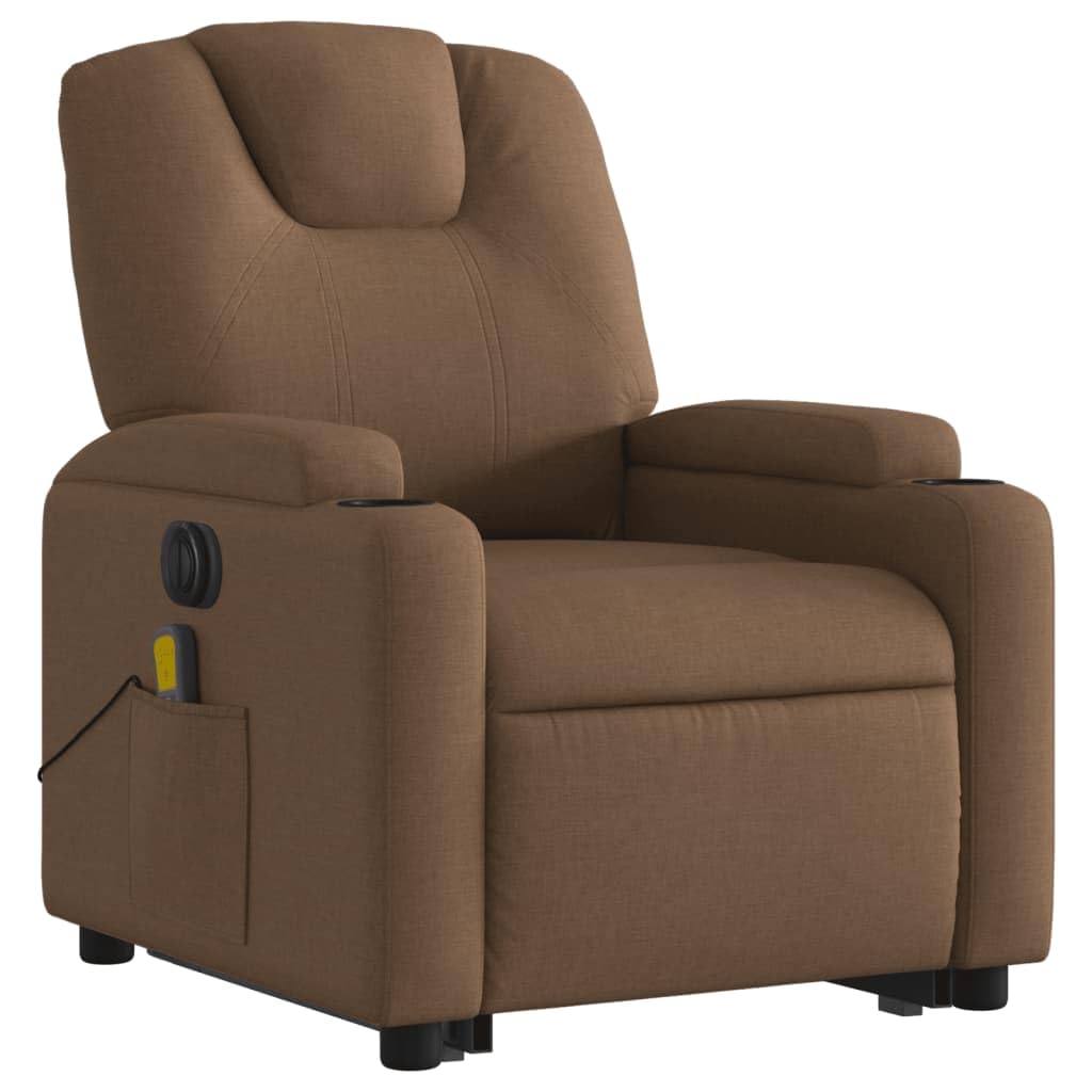 Poltrona Alzapersona Massaggiante Elettrica Marrone Tessuto,Poltrona Relax,Poltrona Massaggiante,Poltrona Camera da Letto/Ufficio-3204408