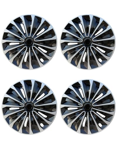 Image of ABX Hubcaps,16 inch hubcaps Set of 4, Wheel Rim Cover ABS Material, Snap On Car Truck SUV Replacement, for Toyota Camry Nissan Mazda etc, Black&Silver