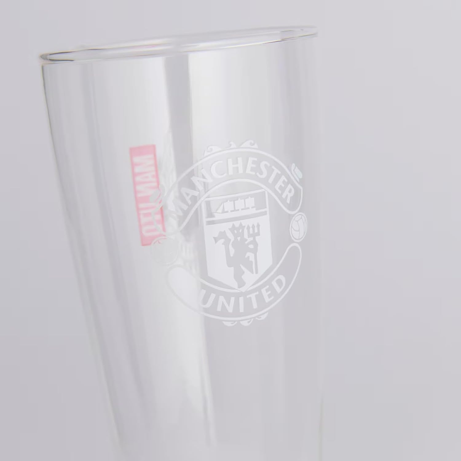 Manchester United FC Slim Pint Glass Mono Crest Peroni Style