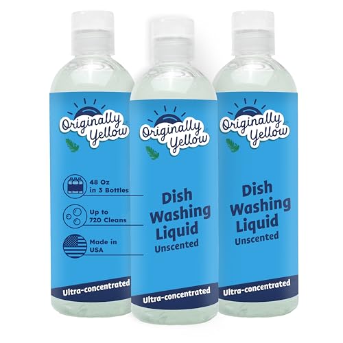 Image of Originally Yellow USA Made Lemon Dish Soap | Hypoallergenic Dish Wash | Bulk 3 Pack (Unscented Old)