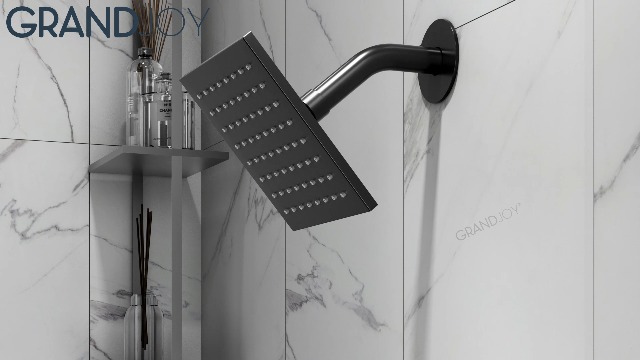Set de grifería con cabezal de ducha de lluvia doble de 12" con rociador de mano, sistema de ducha con montaje en techo y luz LED, negro mate miniatura 7