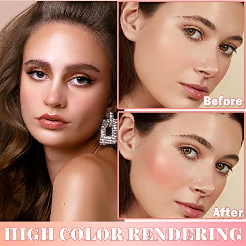 Natural Blush Loose Powder Blush Pink Air Cushion Blush Natural Face Blusher For Cheeks Tint, Matte Single Color Blush Long Lasting Waterproof Pink Korean Blush Powder Makeup - 01# Coral Red #TOP2