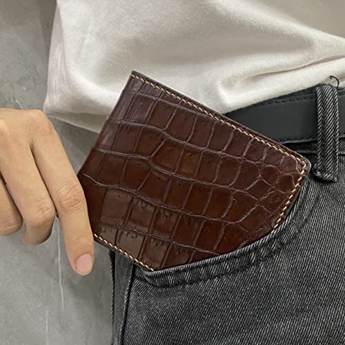 Image of HATA Brown Exotic Bifold Leather Wallet for Men, Slim Minimalist Wallet, Hand-Stitched RFID Blocking Leather Wallets, Handmade Gift for Birthday, Anniversary, Father's Day VINAM-89