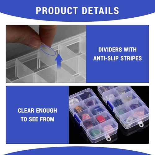 Image of 4 PCS 10 Grids Plastic Organizer Box with Dividers, Small Clear Tackle Container, Candy Large Bead Compartment