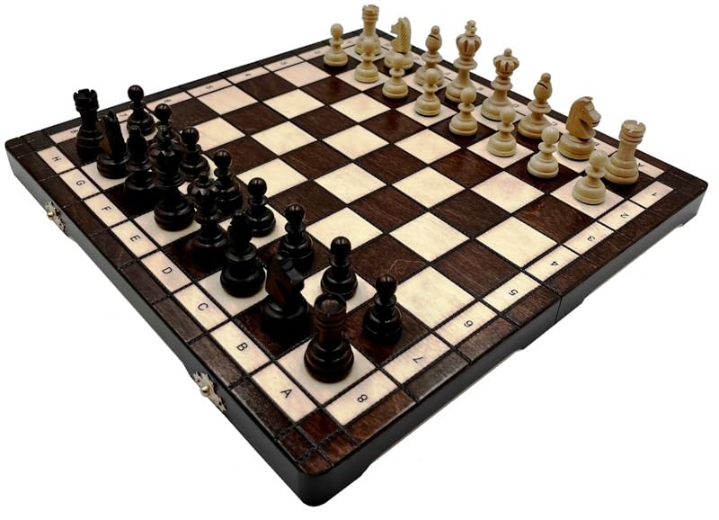 Gra w szachy - szachy olimpijskie - składana szachownica | 35 x 35 cm | z drewna i 32 figurki szachowe - Chess Set