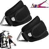 アンクルストラップ ケーブルマシン用 キックバック用 1 ペアグルート腹筋トレーニング レッグエクステンション カールと股関節外転筋 男性と女性の調整可能 通気性 パッド入りの足首袖口 ために ジム ダブル三角形リング (52*8CM)