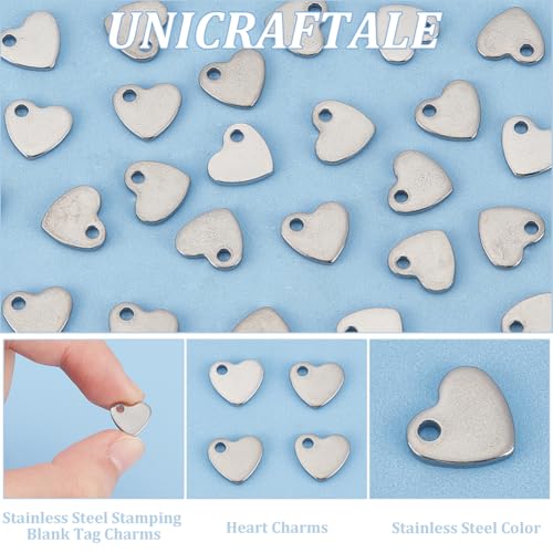 UNICRAFTALE about 100Pcs 304 Stainless Steel Stamping Blank Tag Charms Heart Pendants Metal Tiny Love Pendants 10mm Long for DIY Bracelet Necklace Jewelry Findings Making - Image 4