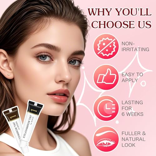 Eyelash & Eyebrow Color Kit,2 in 1 Professional Lash & Brow Color Kit Lash Color Kit with Brush Long Last Effect Up to 6 weeks,Natural,Safe & Easy Natural Brows Color DIY at Home (Black and Brown) - Image 5