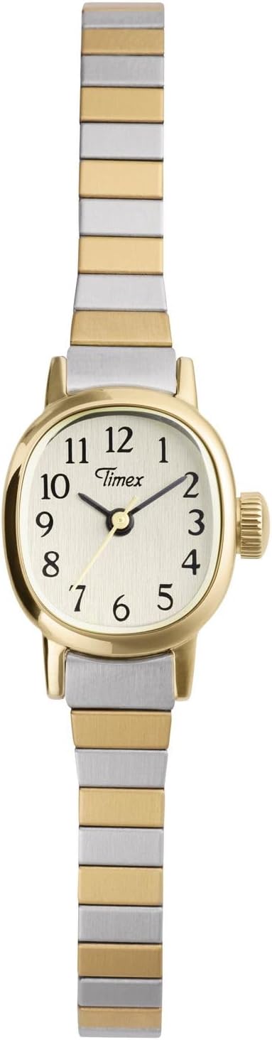 Timex Women’s Cavatina Mini 17mm Watch – Two-Tone Expansion Band Cream Dial Gold-Tone Case