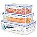 Contenitori Ermetici per Alimenti, 3 Pcs(2.75L+1.8L+1.1L) Contenitori in Plastica con Coperchio per Cibo/Pasta, Set Contenitori per Frigorifero Senza BPA, Contenitori per Cucina Adatto per Microonde