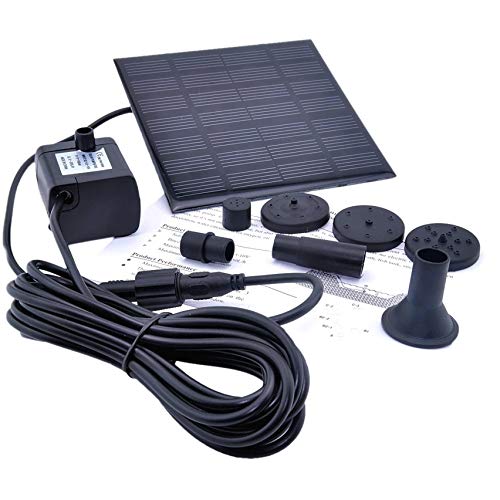 DeoMeat 1.2 Watt Solar Power Water Pump Garden Fountain/Submersible Pump with The Bottom Suckers and Square Solar Panel