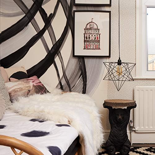 Retro Matt Black Geometric Star Design Ceiling Pendant Light Shade - Complete with a 4w LED Filament Bulb [2700K Warm White]