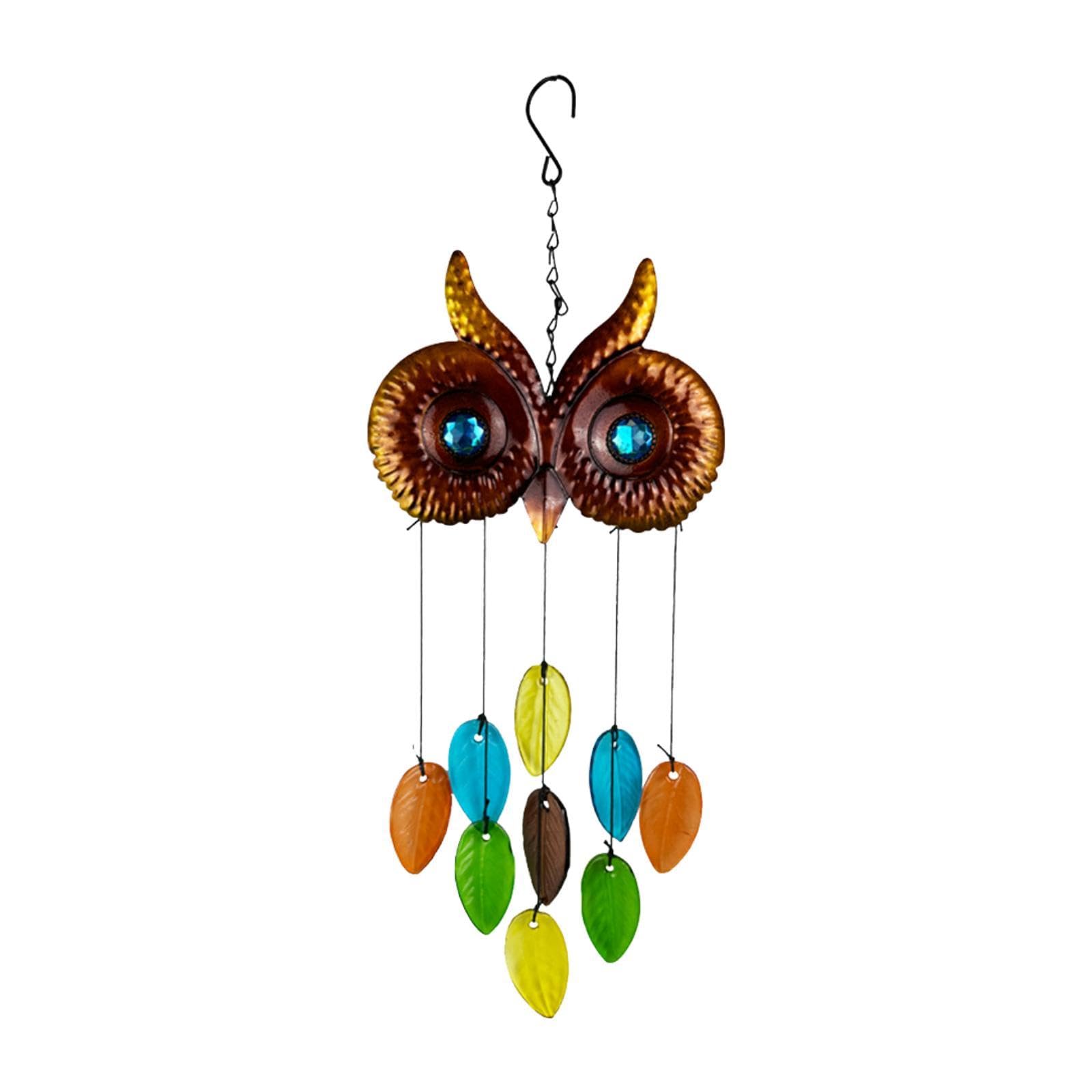 Carillon éolien hibou suspendu décoratif extérieur pour jardin et cour