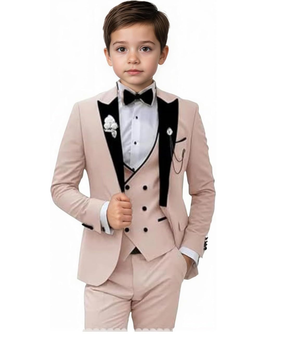 Smokinganzug für Jungen, schmale Passform, Hochzeits-Outfit, 3-teilig, für Kinder, formelle Smokingjacke, Weste, Hose, Partyanzug