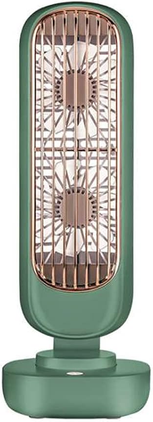 ROPALIA Vintage Mini Fan for Desk Bedroom -Personal Tower Fan with 2 Blades Powerful for Cooling Office Room -Portable USB Rechargeable -Retro Tower Design Low Noise Quiet