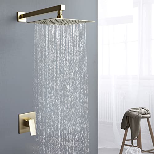 Système de douche ensemble de robinet de douche encastré mural or brossé - 4