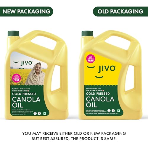 Image of Jivo Cold Pressed Canola Oil 5 Litre | Natural Edible Cooking Oil | Ideal for Daily Family Cooking, Frying & Baking