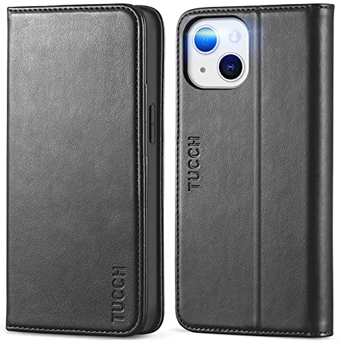 TUCCH Case for iPhone 13 Mini Wallet Case, Premium PU Leather Folio Case with [Stand] Card Slot Flip Notebook Cover [Protective TPU Interior Case] Compatible with iPhone 13 Mini 5.4-inch 2021, Black