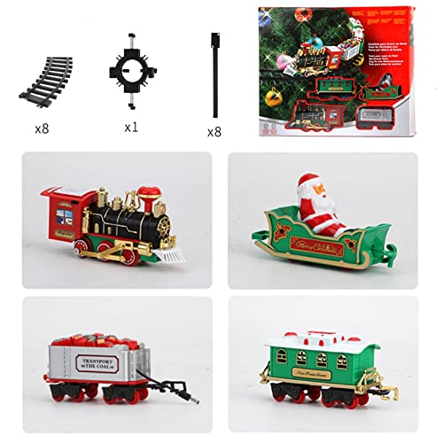 Weihnachtszug Set Spielzeug, Klassisches Kinderspielzeug Mit Licht, Sound Und Schienen, Weihnachts-Eisenbahn-Zugset Mit Schienen Und 4 Autos, Mini-Zugmodell Geschenke Für Kinder Jungen Mädchen