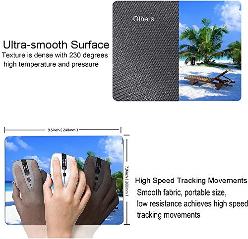 Tropical Beach Mouse Pad, Coconut Palm Trees Shadows On Hawaii Shore Summer Plants Idyllic, Customized Rectangle Non-Slip Rubber Mousepad Nature Gaming Mouse Pad, 9.5 X 7.9 Inches #TOP2