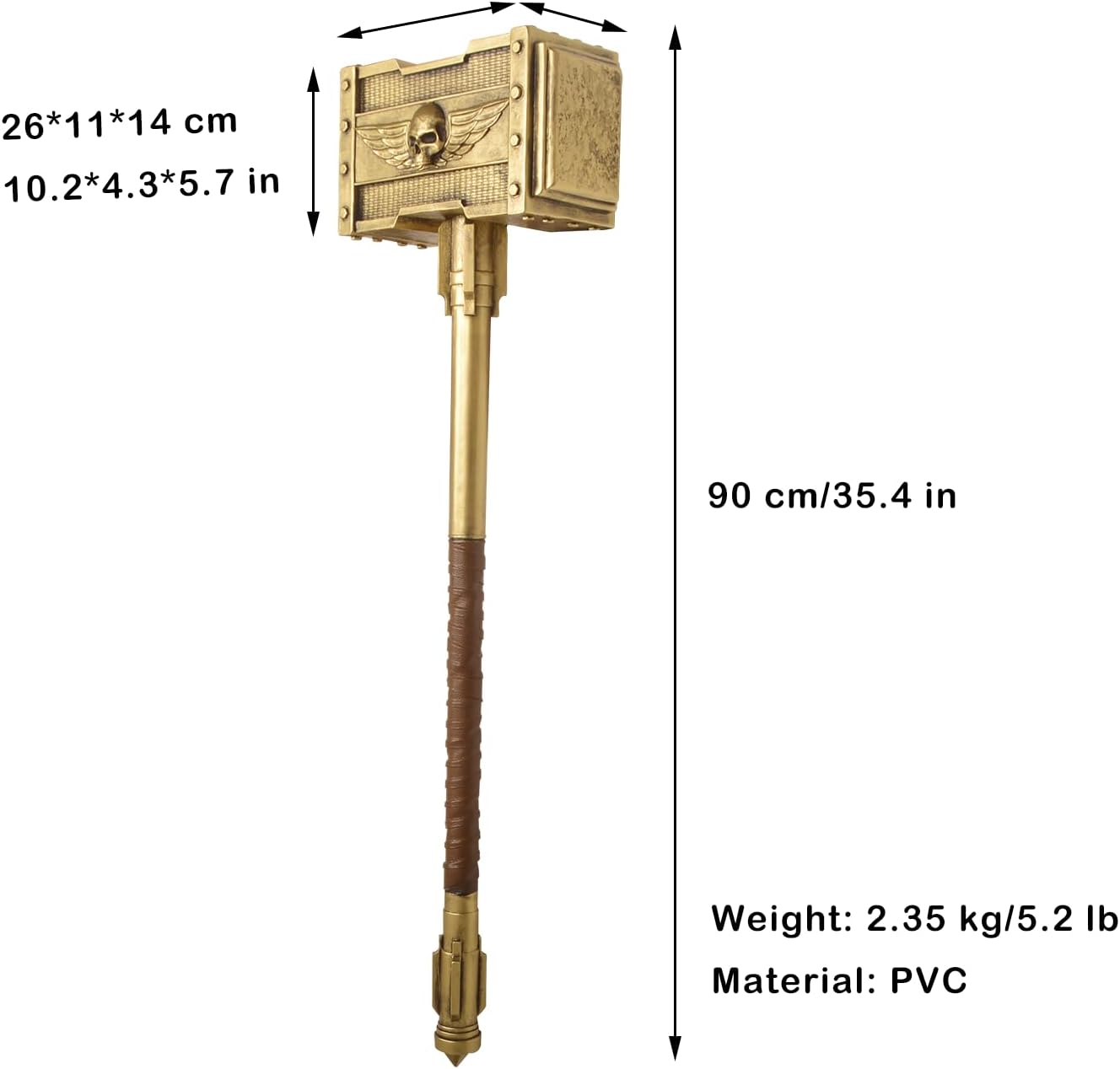 35.4" PVC Gold Gabriel Angelos Decorative Weapon Hammer for Blood Ravens Anime Cosplay, Home Decor,Costume Performance Props