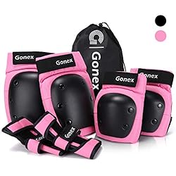 Protecciones Patines Mujer Gonex Juego de 6 Protectores de Rodillos Ajustables para monopatín y Rodillera para muñequeras, Coderas con Bolsa de Almacenamiento para Bicicleta, Patinaje, Ciclismo, monopatín o niño Joven Adulto
