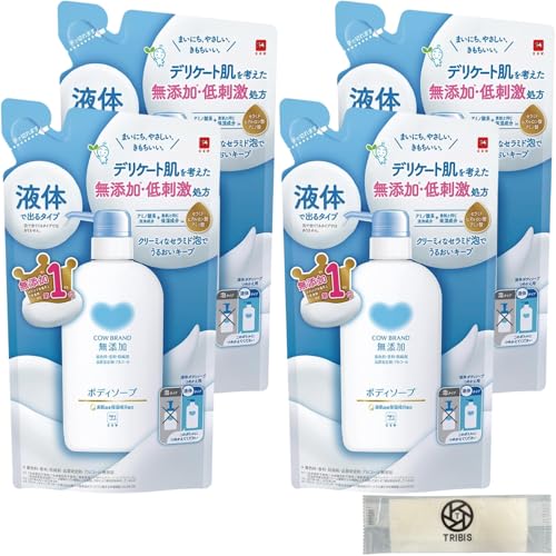 カウブランド 無添加 カウブランド無添加 ボディソープ 詰替用 380ml TRIBISおまけ付き 4個セット