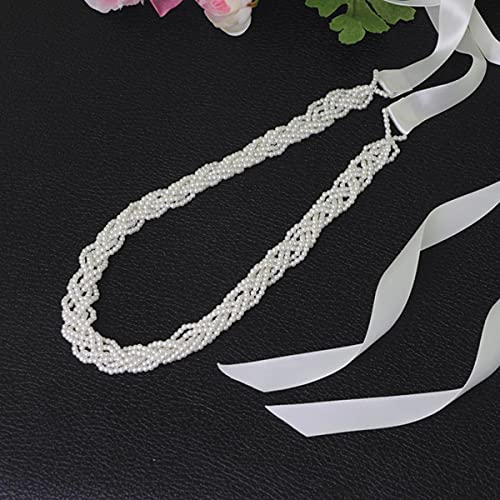 Cinturones de perlas elegantes Cinturón de perlas Cinturón de novia simple Faja para vestido de novia Cinturón de vestido de marfil Cinturones de vestir de perlas para mujer Cover